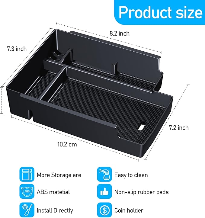 Upgraded Center Console Organizer for Toyota 4Runner 2024 2023 2022 2021 2020 2019 2018 2017 2016-2010 Full Size Tray Interior Accessories, Insert Armrest Box Secondary Storage ABS Material