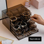 SPAKOWN Earring Organizer, Acrylic Earring Box Large 30 Compartments Jewelry Holder Organizer with 5 Drawers Stackable Earrin