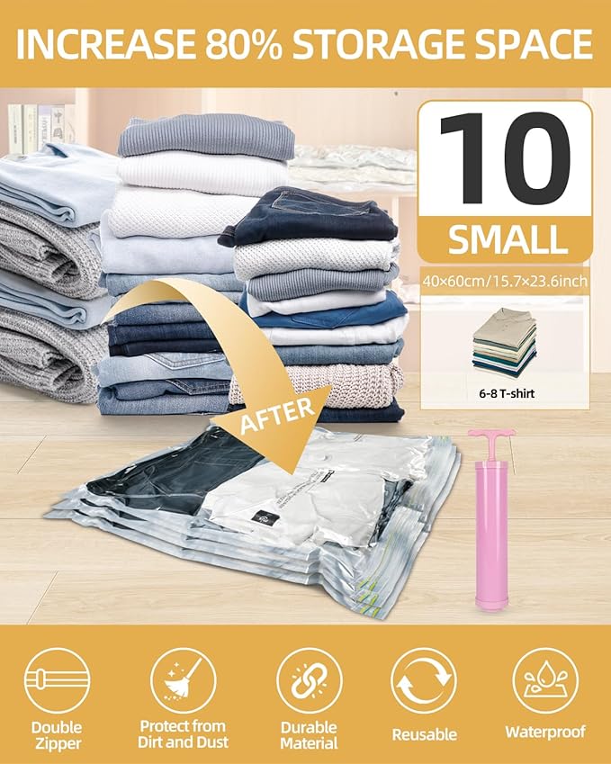 Vacuum Storage Bags for moving, Vacuum Seal Bags for Memory Foam, Latex, Clothing & Bedding, Space Saver Bags for Organizatio