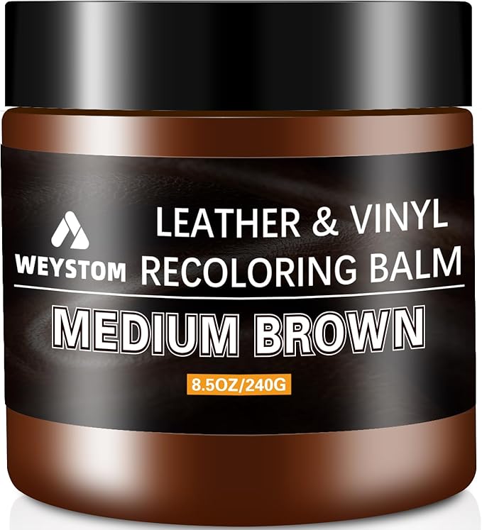Leather Recoloring Balm - Medium Brown Leather Repair Kit for Furniture, Dye, Recolor, Renew, Repair & Restore Aged, Faded, C