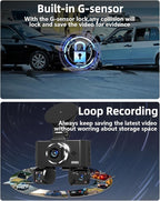 4 Channel Dash Cam Front and Rear Inside Left Right Car Dash Camera 360 View, 2.5K QHD Car Camera Supper Night Vision, 5G WiF