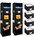 BrilliantJo 2 Pack 6 Shelves Hanging Closet Organizer with 2 Drawer, Hanging Storage with 4 Side Pockets for Clothes Shoes, 4