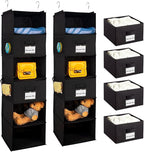 BrilliantJo 2 Pack 6 Shelves Hanging Closet Organizer with 2 Drawer, Hanging Storage with 4 Side Pockets for Clothes Shoes, 4