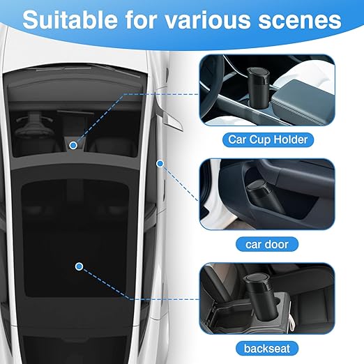 Car Trash Can Bin with Lid, Mini Leakproof Garbage Can for Vehicle, Cup Holder Trash Can, Small Trash Bin for Cars, Home, Bedroom, Office (Black 01)