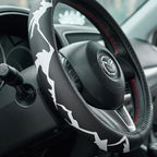 Mountains, Adventure, Outdoors, Camper, Hiking, Mountain Car Leather Steering Wheel Cover - 15-inch Universal Microfiber- Sof