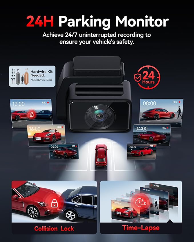 REDTIGER F4 Pro 4K Mini Dash Cam Front and Rear, STARVIS 2 Night Vision, 128GB Card Included, 5.8GHz WiFi 6 Instant Export, 2