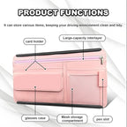 Car Sun Visor Storage Bag, Soft Leather Surface Organizer, Scratch-Resistant Auto Sunshade Organizer Bag, Can Store ID Card, Eyeglasses, Pen, Driving License etc (Pink)