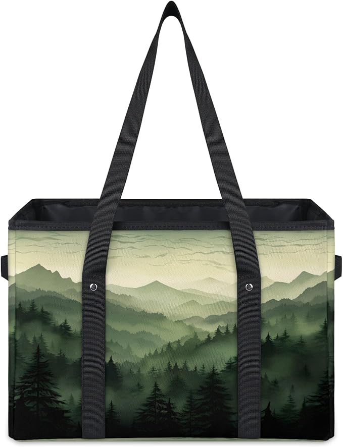 Reusable Grocery Bags Heavy Duty Shopping Bags Foldable Large Tote Bags with Long Handles & Hard Bottom