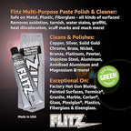 Flitz Metal Polish Paste - 5.29oz USA-Made Polish for Solid Chrome, Stainless Steel, & Aluminum - Non-Abrasive for Light Oxidation - Requires Manual Buffing - Not for Plated/Coated Surfaces (40-Pack)