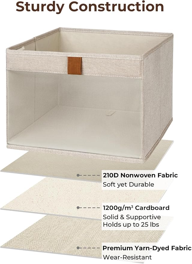 StorageWorks Closet Storage Bins, Large Storage Baskets with Clear Window and Handles, Foldable Fabric Organizer for Clothes,