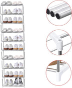 Jucaifu Stackable Small Shoe Rack, Entryway, Hallway and Closet Space Saving Storage and Organization (10-Tier, White)