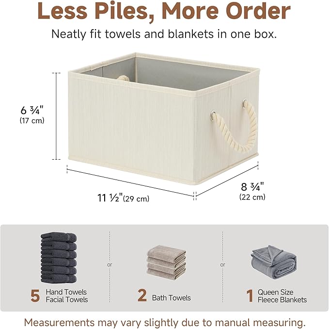 StorageWorks Fabric Storage Bins for Shelves, Storage Baskets for Closet Organization, Organizer Bins for Clothes Storage, Be
