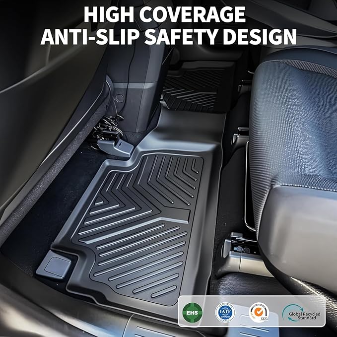 YITAMOTOR Floor Mats Compatible with 2021 2022 2023 Hyundai Santa Fe 5 Seat Includes Front and Rear Row,TPE All-Weather Floor Mat Set Liners, Black