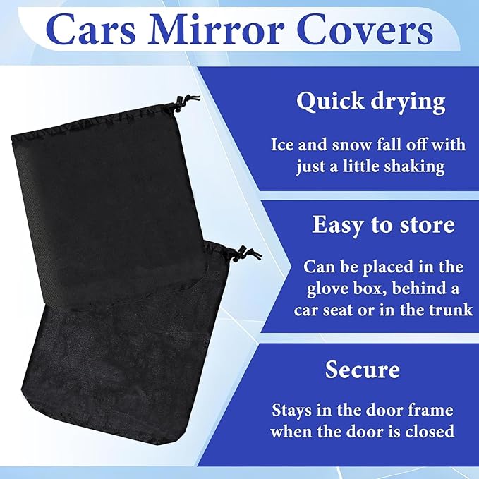 6Pcs Side Mirror Covers, Waterproof Car Side Mirror Protection for Snow, Ice, Bird Droppings - Suit Fit for Trucks, Winter Rearview Guard, Auto Exterior Accessories with Drawstrings