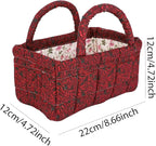 Small Storage Basket Organizer, Mini Fabric Floral Storage Baskets with Handle, Quilted Portable Collapsible Storage (J)
