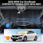 Custom Fit Civic Windshield Sunshade for 2016-2021 Honda Civic Accessories Front Window Shades Cover for Windshield Sun Visor Screen Protector 210T Reflective Blocks UV Rays Heat Damage Keep Cool