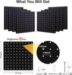 8Pcs Pegboard Wall Organizer Panels Black ABS Pegboard Wall Mount for Home, Craft Room, Garage, Kitchen, Workshop, Tool Organ