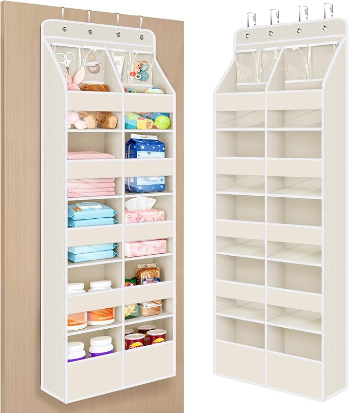 Univivi 6-Shelf Baby Door Storage Over Door Fabric Hanging Organizer with 10 Deep Pockets and 4 Small PVC Pockets Wall Mount 