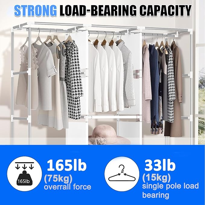 1PC Multifunctional Simple Wardrobe, Fabric Cabinet, organizing Cabinet, Metal Frame, Steel Pipe Reinforcement, Portable and 