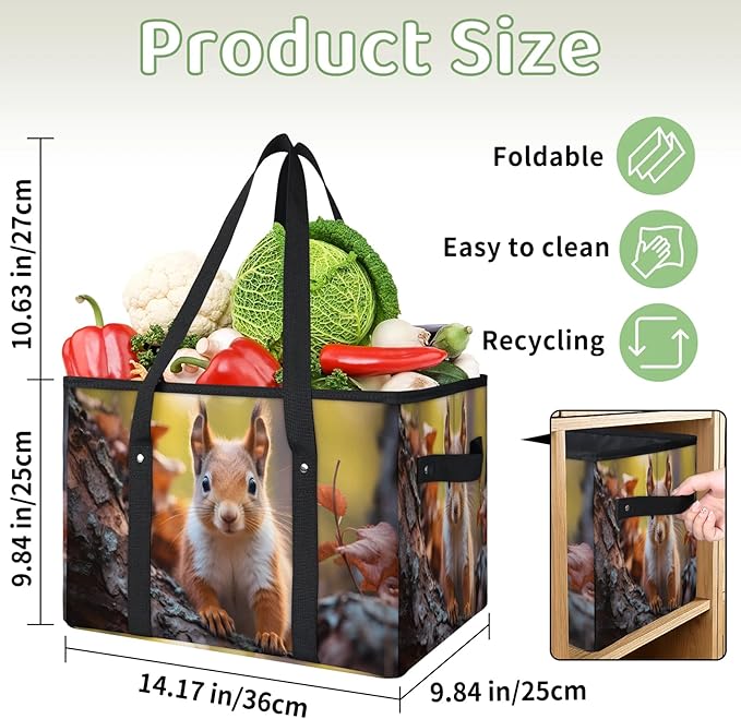 Reusable Grocery Bags Heavy Duty Shopping Bags Foldable Large Tote Bags with Long Handles & Hard Bottom