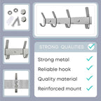 Brushed Nickel Coat Rack Wall Mount with 4 Double Hooks for Hanging – 12 Inch Heavy Duty SUS304 Stainless Steel Rustic Coat H