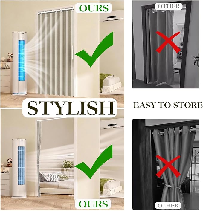 Jilron 100% Blackout Fabric Folding Door Curtain with Magnetic Closure - Accordion Style for Sliding Doors, Closets,Wardrobe 