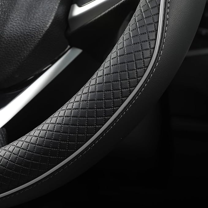 West Llama Microfiber Leather Steering Wheel Cover for Toyota, Textured Design, Custom Fit for 14.5-15 inch, Durable & Comfor