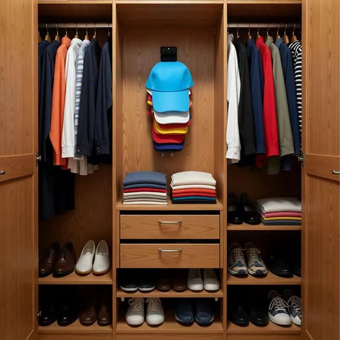 Wall Mounted Hat Rack for Baseball Caps - 2 Packs, 20 Capacity Hat Organizer, Space Saving Hat Storage Rack for Closet, Door,