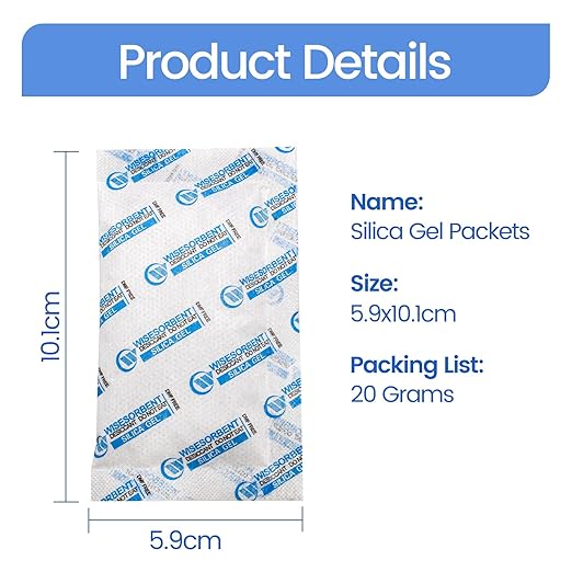 30 Packs 20 Gram Silica Gel Packets, Dessicant Packs for Storage, Moisture Absorber Bag, Humidity Packs