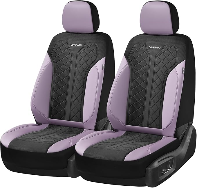 Coverado Front Seat Covers, Automotive Seat Covers 2 Seats, Leather Car Protectors 2-Pack, Auto Seat Covers Universal Fit for