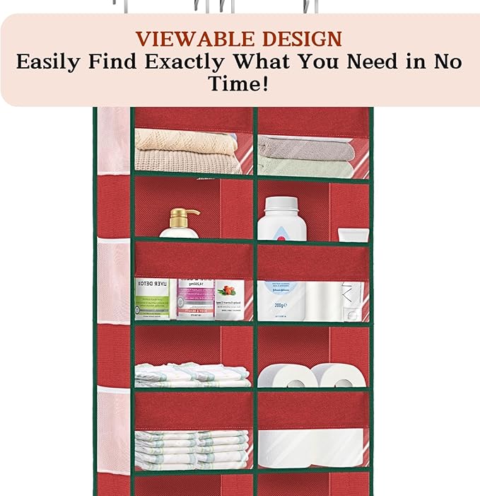 Christmas Over The Door Organizer 5 Tiers, Extra Large Behind Door Storage of 10 Compartments, 80 lbs Weight Capacity Hanging