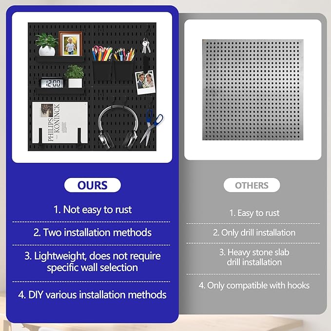 Pegboard Combination Kit, Modular White Pegboard Wall Organizer with 4 Pegboards & Accessories Hanging for Gaming Office Wall