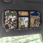 Cow Zippered Fancy Mobility Car Sun Visor Organizer with Picture Holder Glasses Storage Pouch with Adjustable Straps and Multi-Pocket Easy Installation Universal Fit for Most Cars SUV