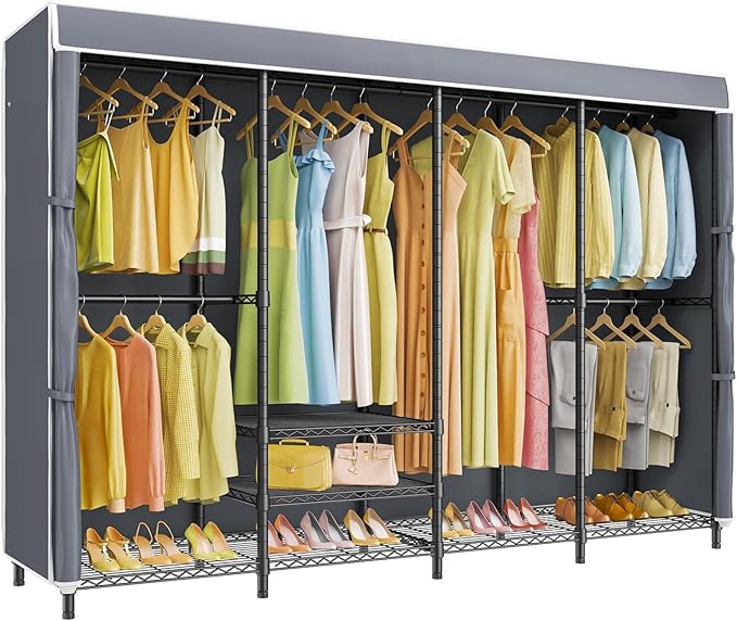 VIPEK V40C Plus Heavy Duty Clothes Rack with Oxford Fabric Cover, Extra Large Covered Clothing Rack for Hanging Clothes Porta