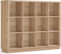 Joaxswe 12 Cube Storage Organizer, 41" Large Bookshelf with Curved Edge, Wood Floor Standing 3-Tier Cubby Bookcase with Base,