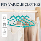 HOUSE DAY Mint Green Velvet Hangers 60 Pack, Non Slip Clothes Felt Hanger Heavy Duty for Coat, Premium Slim Space Saving Suit