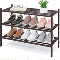 Smiry Bamboo Shoe Rack 3-Tier, Stackable Wooden Shoe Organizer for Entryway & Closet, Free Standing Wood Shoe Storage Shelf f