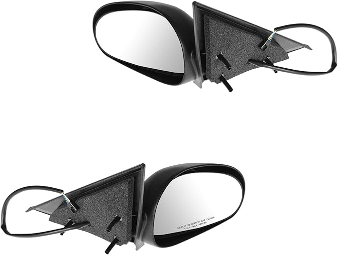 TRQ 2 Piece Driver and Passenger Side Mirror Assembly Set Manual Folding Electric Adjustment Non-Heated No Memory Textured Co