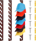 BBTO 3 Pack Wooden Hat Rack for Baseball Cap Wall Mount Hat Racks 30 Slot Vertical Baseball Cap Display Holder with 10 Hooks 
