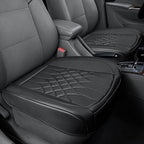2-Pack Leather Front Car Seat Covers - Bottom Car Seat Covers Fully Wrapped, Non-Slip and Waterproof, Fits Most Vehicles Blac