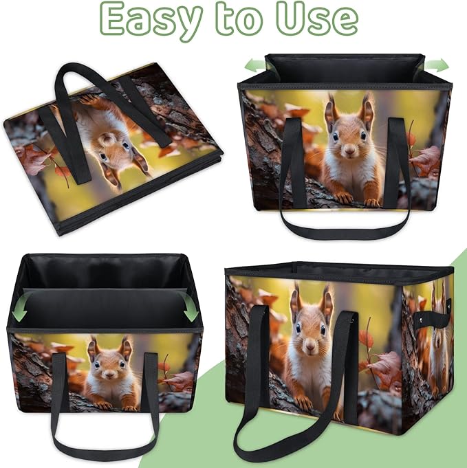 Reusable Grocery Bags Heavy Duty Shopping Bags Foldable Large Tote Bags with Long Handles & Hard Bottom