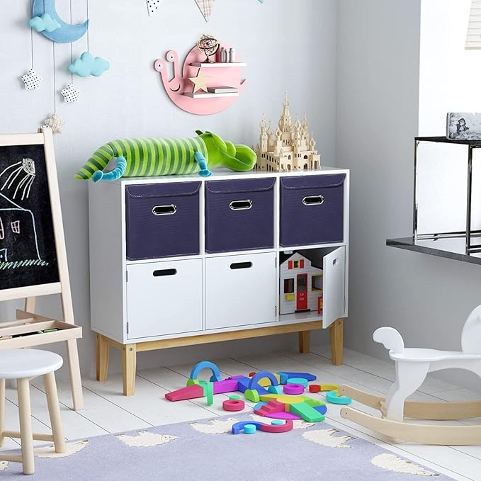 Closet Organizers Fabric Storage Bins With Lids Collapsible Cube Storages Organizer Basket With Handles,Storage Boxes for Clo