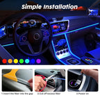 USB Car LED Lights, Interior Car Lights Strip 7 Colors Ambient Lighting with 118 inches Fiber Optic Music Sync Simple Installation EL Wire Lights (7 Colors/118 inches)