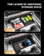 ECOZEN 2026 GMC Yukon Center Console Organizer - Double-Layer TPE For 2025-2026 Yukon/Yukon XL Console Storage Tray Compatible with 2025-2026 Yukon XL(Elevation/AT4) Accessories - Not For Denali