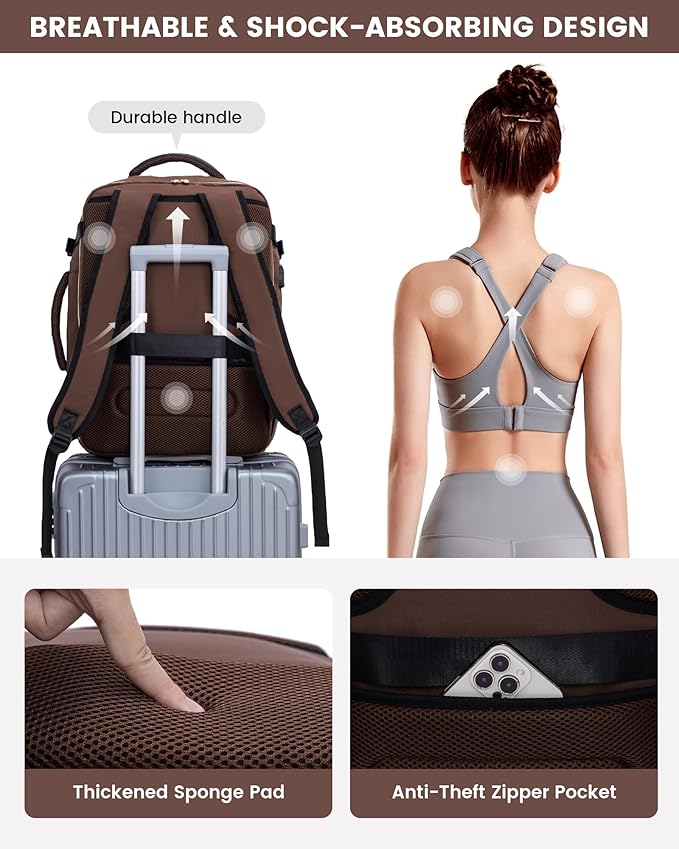 LOVEVOOK Large Travel Backpack for Women, TSA Carry on Backpack for Airplanes, 40L Personal Item Travel Bag for Women fits 17