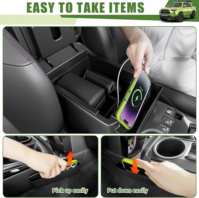 3PCS Center Console Organizer for 2010-2024 Toyota 4Runner Gear Shift Side Tray Hanging and Insert Armrest Storage Boxs for 4 Runner Accessories(3PCS Center Console Organizer/Fit 10-24)
