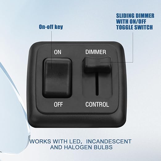 RV Led Dimmer Switch 12 Volt, 12V Rv Light Led Dimmer Switch, Toggle Dimmer Switch DC High Side Light Dimmer Switch for Dimmable LED Halogen, Incandescent - RV, Auto, Truck, Marine, and Strip Lighting