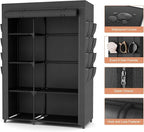 Portable Closets for Hanging Clothes, Wardrobe Closet with Hanging Rod and Clothing Storage Shelves, 8 Side Pockets, Free Sta