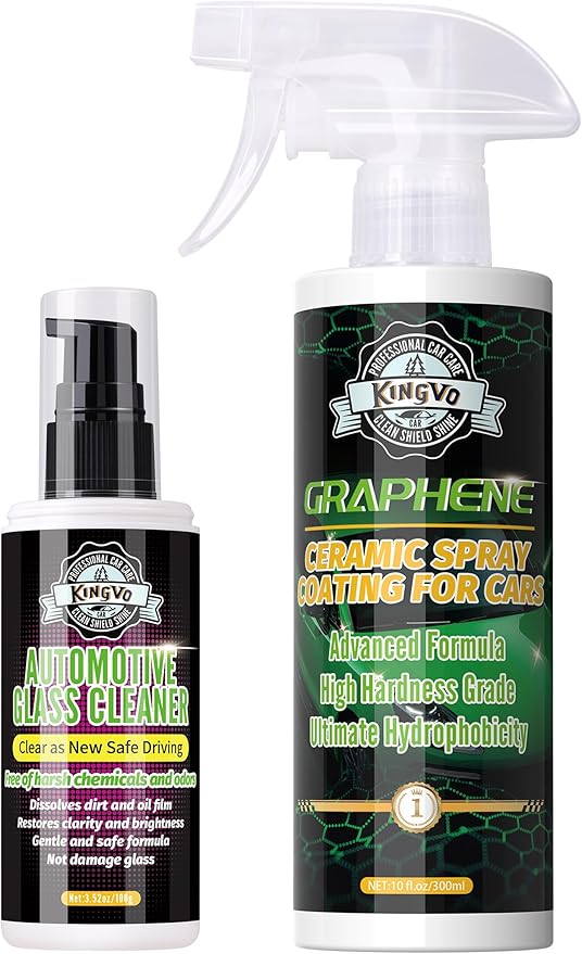 Kingvo Car Ceramic Coating, Car Spray Wax Graphene Polish Crystal Coating,Windshield Washer Fluid Window Cleaner Detailing Su