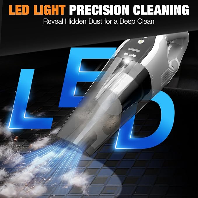 Handheld Vacuum Cordless, Ultra-Strong Suction Car Vacuum Portable Cordless, Rechargeable Hand Held Car Vacuum Cleaner High P